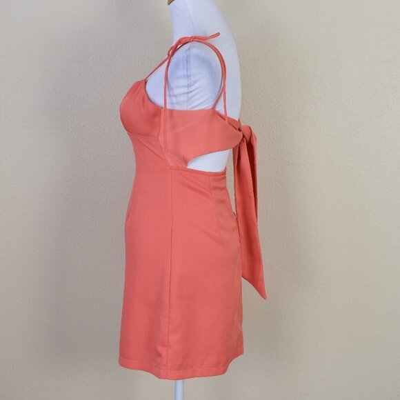 Hello Molly Tie Back Coral Mini Dress - XS - Picture 5 of 10